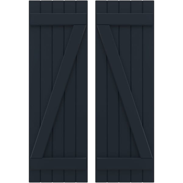 Ekena Millwork Americraft 5-Board (2 Batten) Wood Joined Board-n-Batten Shutters w/ Z-Bar, ARW102BB518X68OBH, PR ARW102BB518X68OBH - main